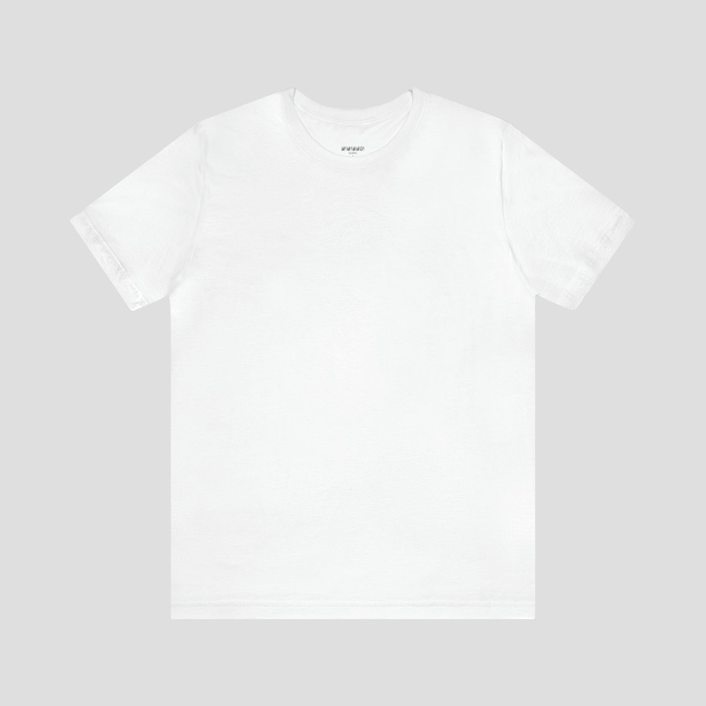 Solid white t-shirt with no image or text, against a gray background.